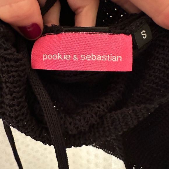 Pookie&Sebastian light knit black sweater. Laces up back + hangs off shoulder. - Picture 3 of 3